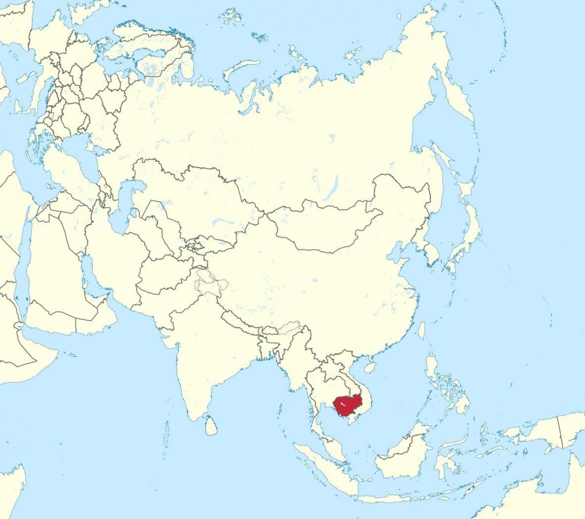 Mapa Kambodża w Azji