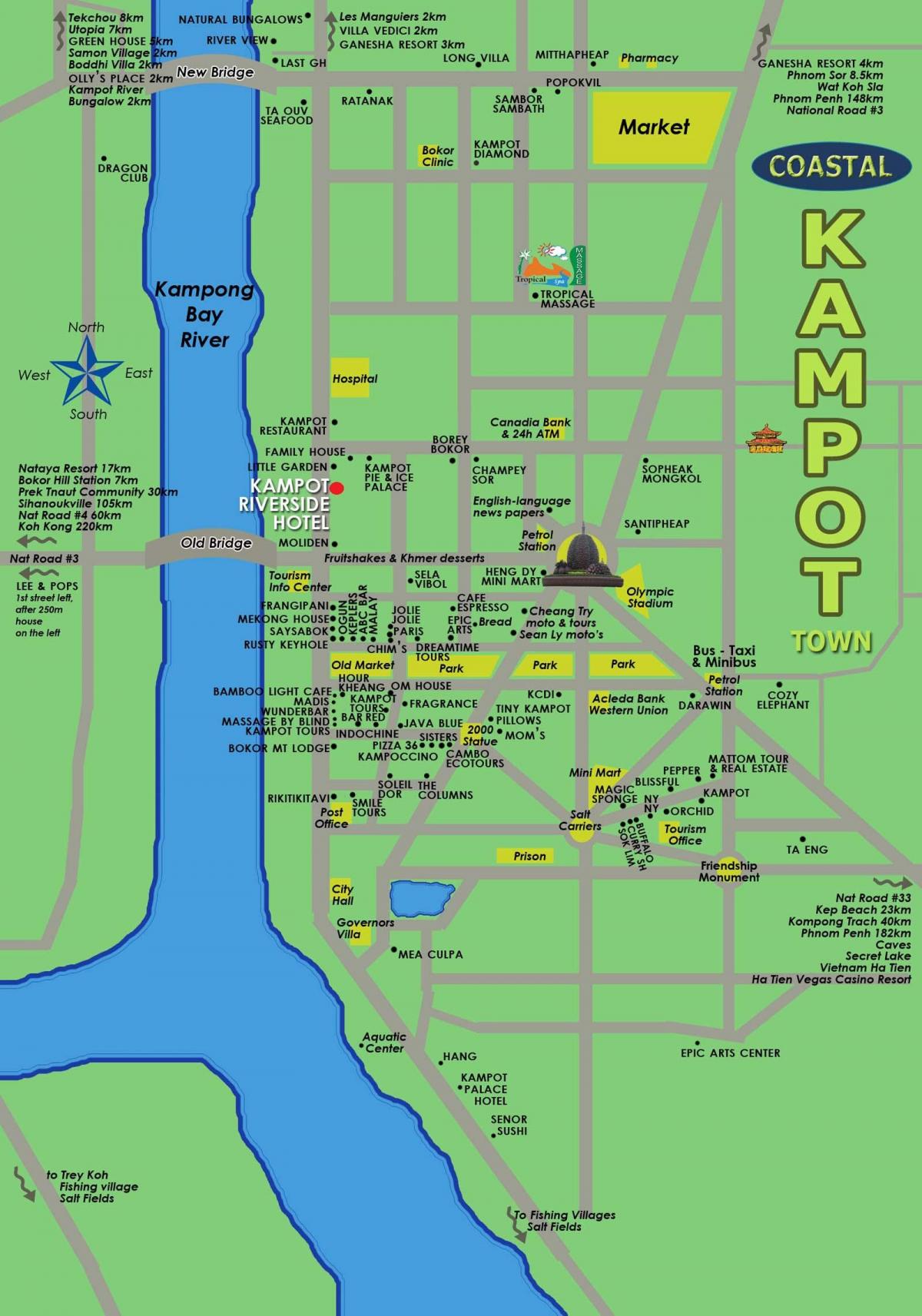 Mapa kampot, Kambodża