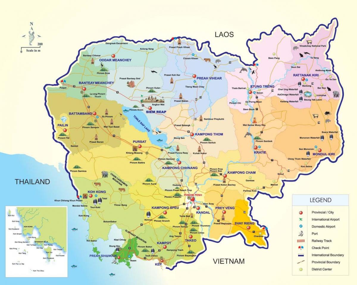 Mapa Kambodża lotniska