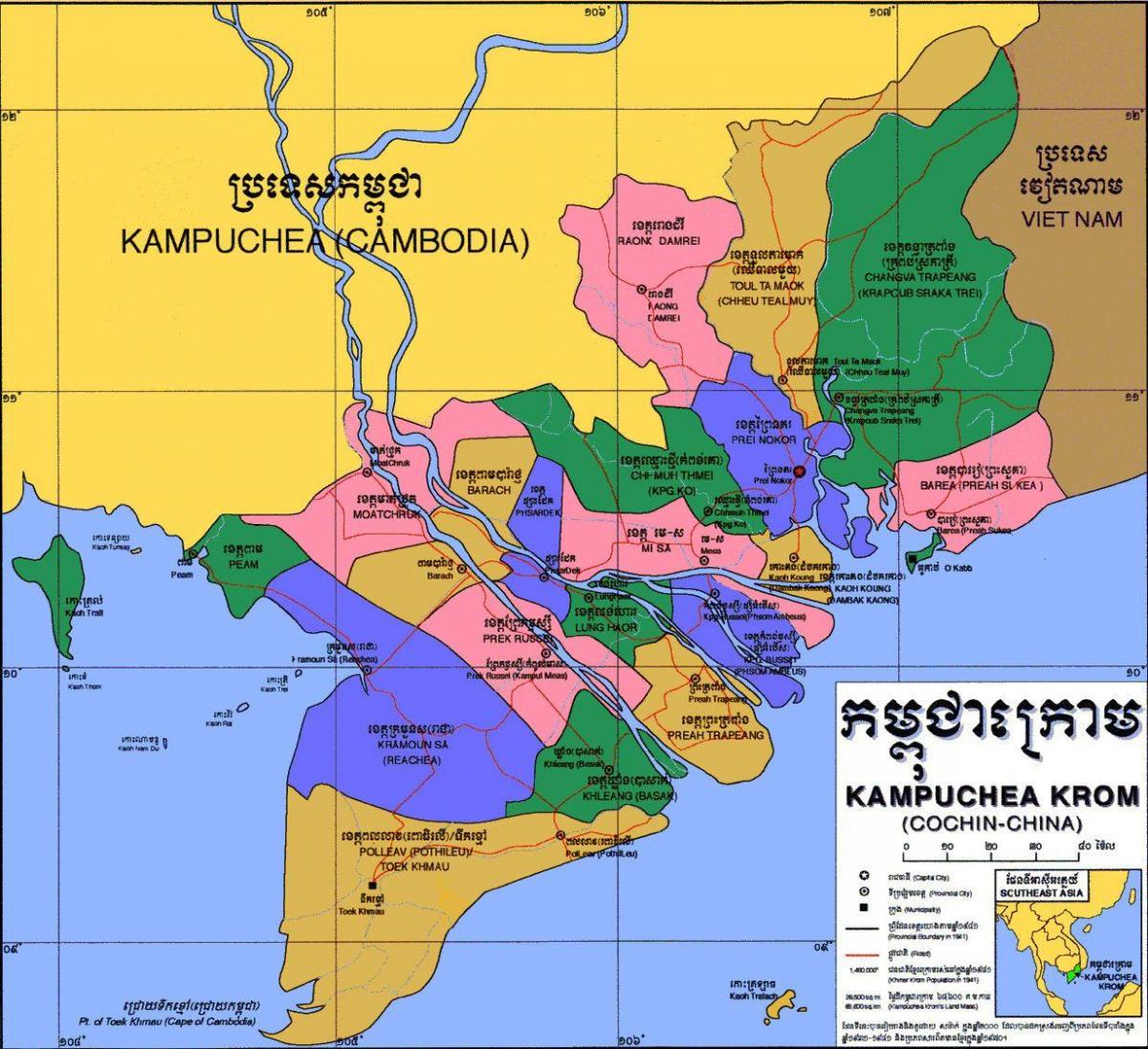 mapa kambodży