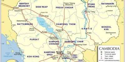 Mapa Kambodży drodze