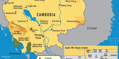 Angkor w Kambodży mapie